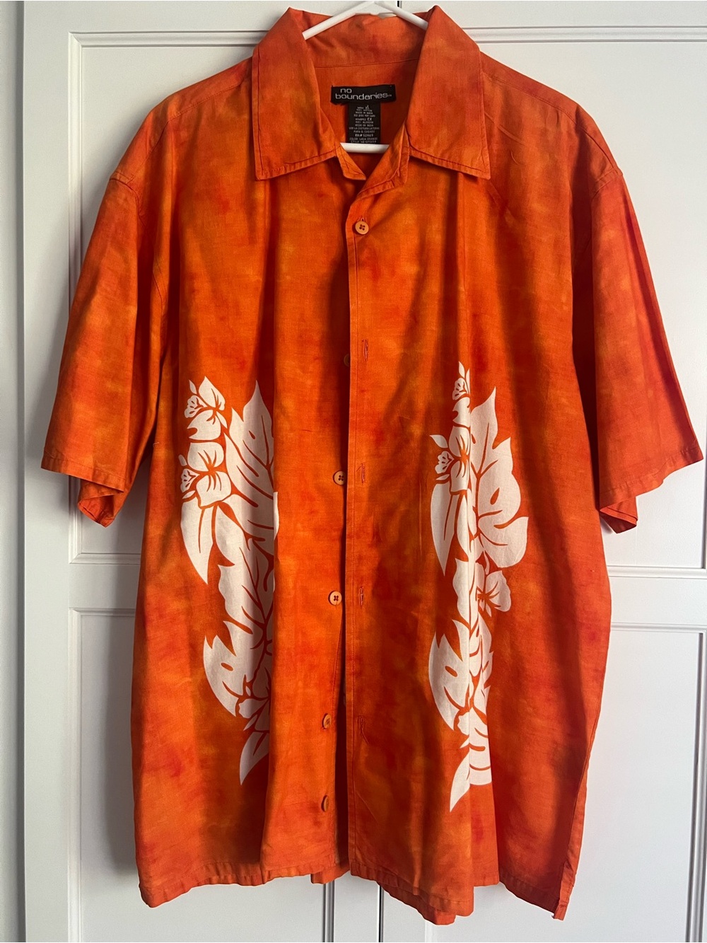 No Boundaries Orange Hawaiian Short-Sleeve Shirt